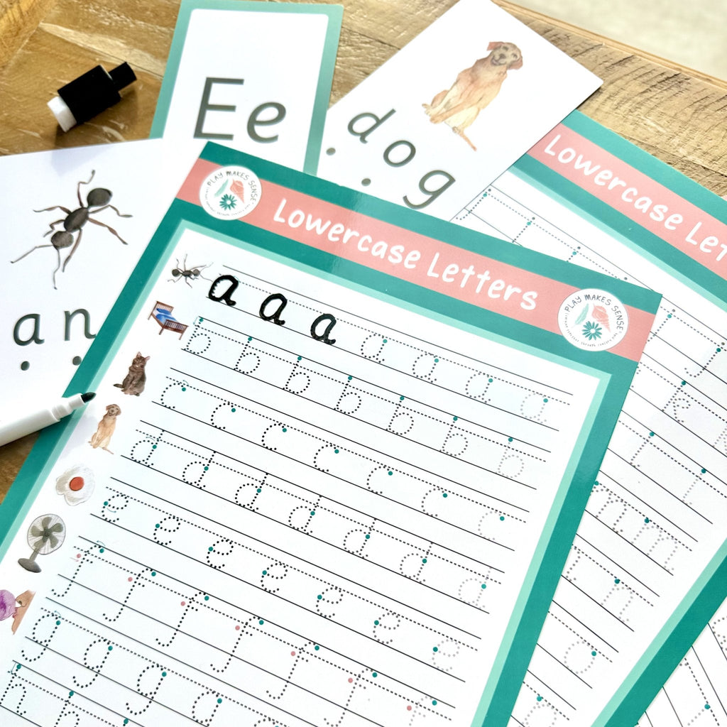 Lowercase letters wipeable learning mats