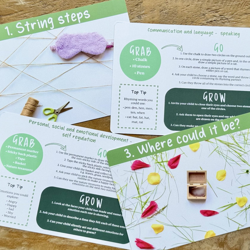 Outdoor Play Activity Cards image and information sides